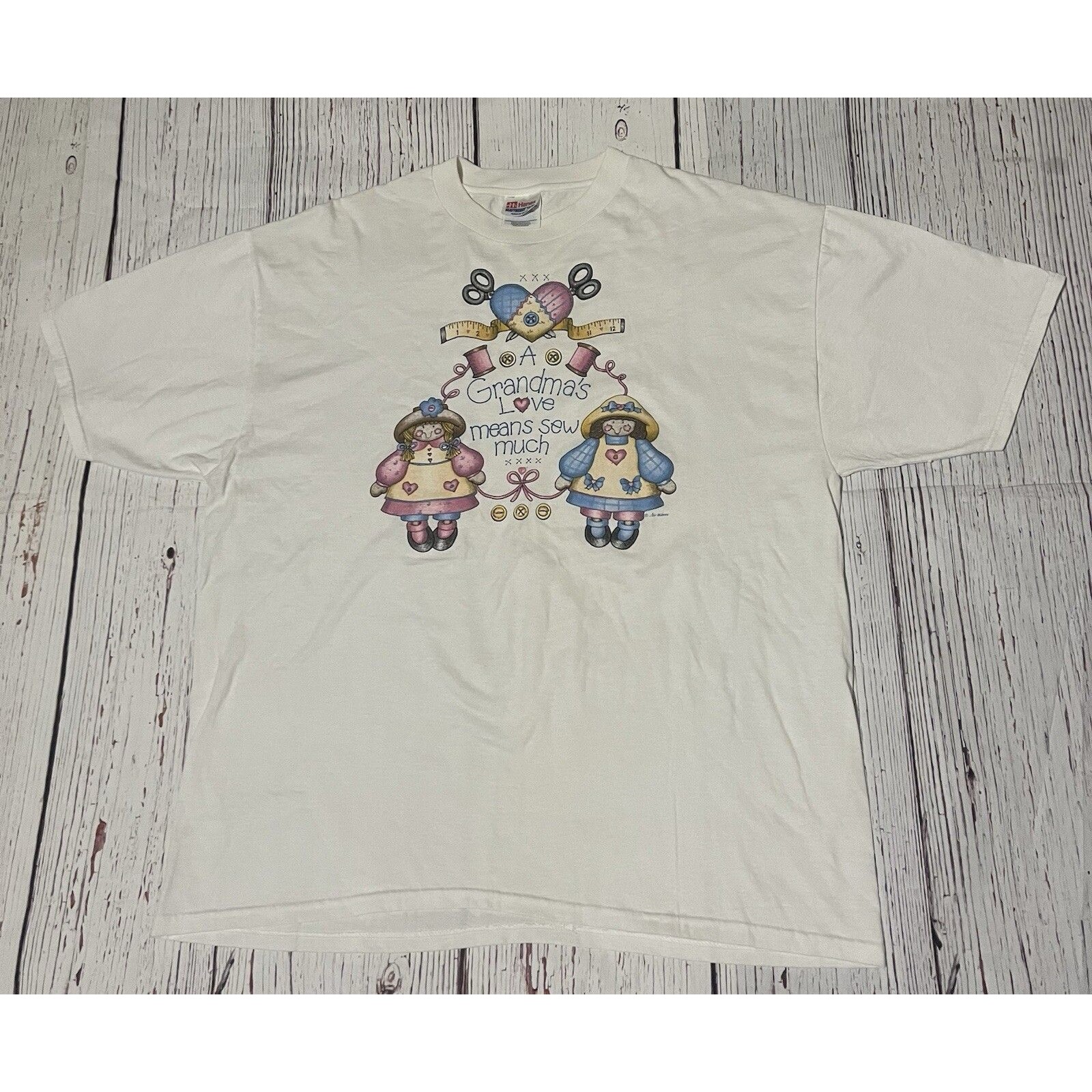 Vintage Air Waves A Grandmas Love Means Sew Much Raised Graphic White Size Xl